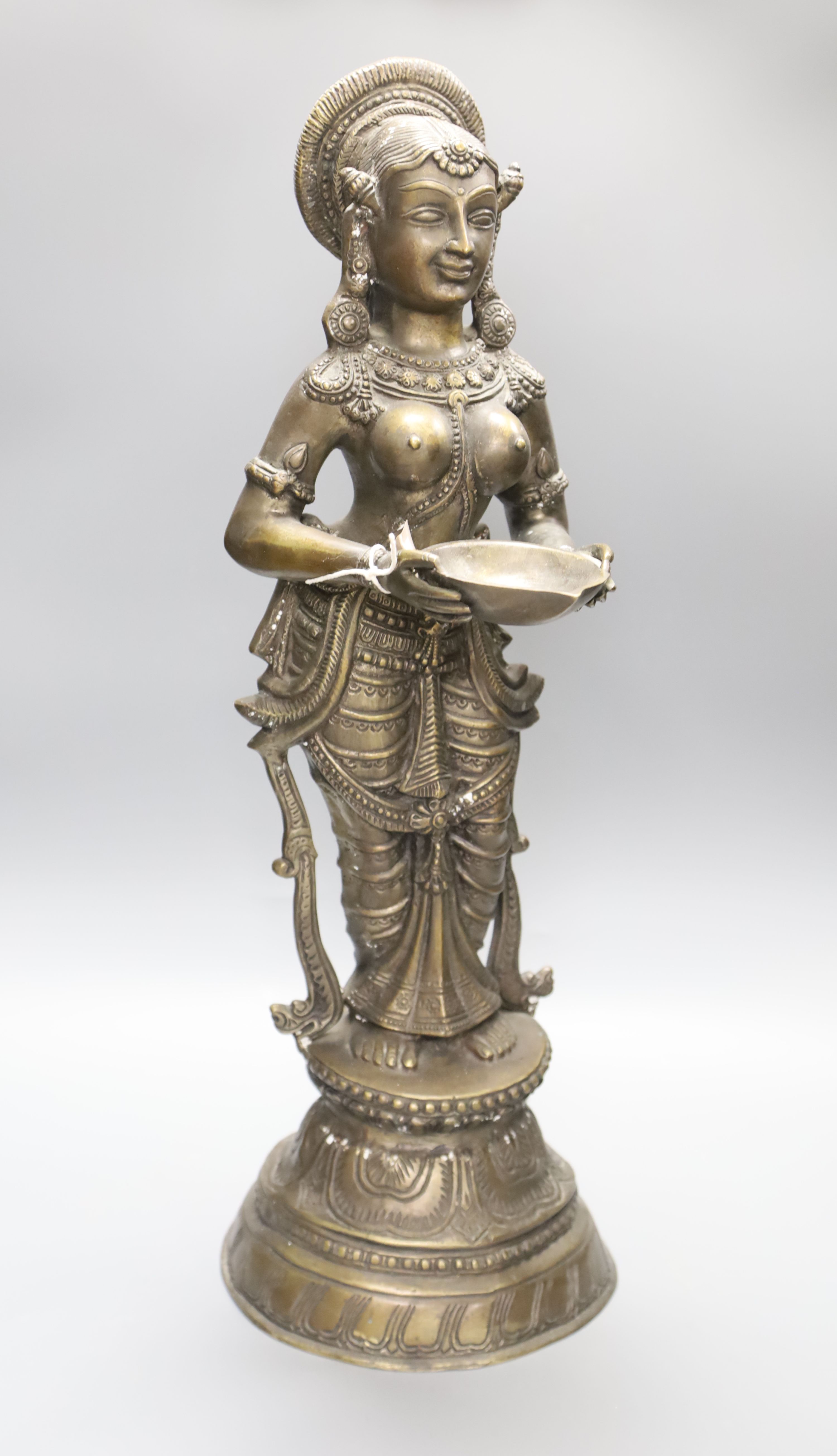 An Indian bronze figure of Deepalakshmi, H 63cm